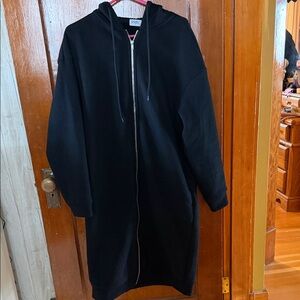 H&M Black Longline Hooded Coat